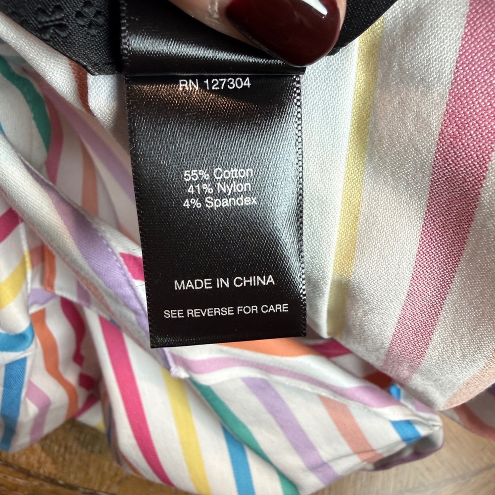 Ali Miles NWT Collared Striped Shirt Pastel Size Large - Picture 6 of 10
